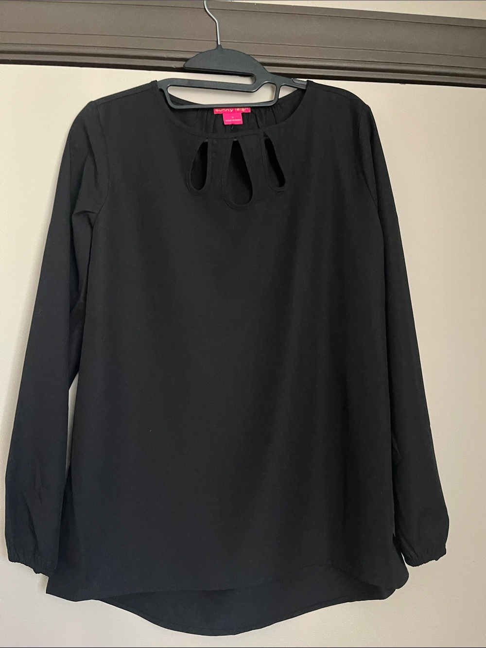 Sunny Leigh Black Long-Sleeve Keyhole Top
